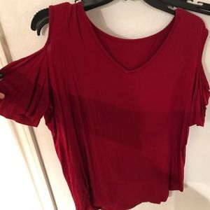 Open shoulder v neck blouse